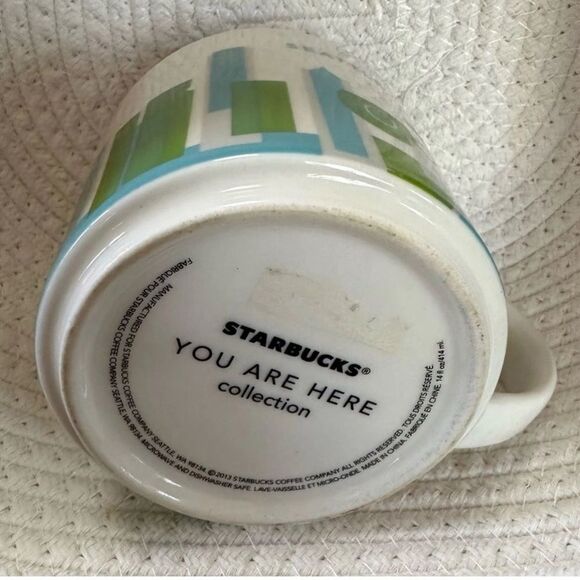 STARBUCKS Green White Blue SEATTLE "You Are Here" Series 2013 Coffee Mug 14 oz - Picture 4 of 4